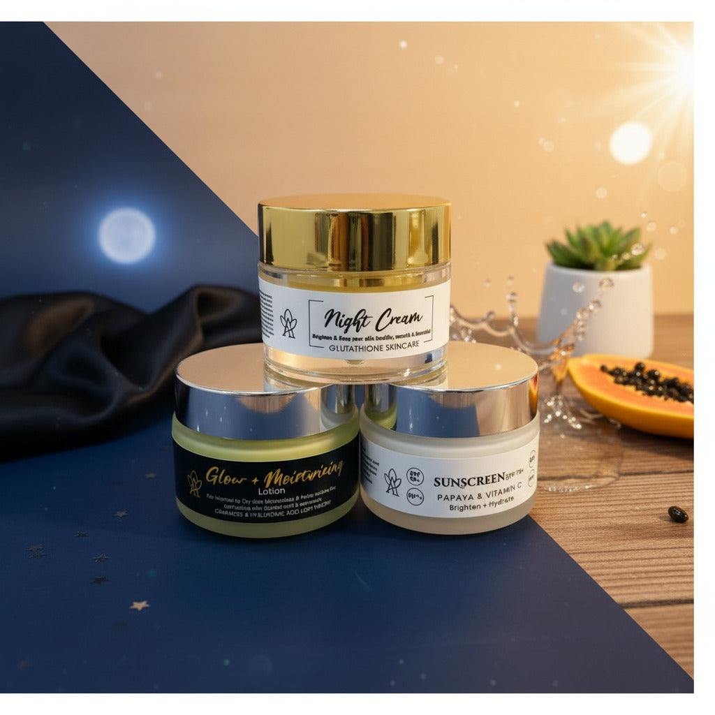 Korean night cream + mosturiser + sun screen